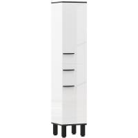 Cajón 2 Puertas y Estantes Ajustable Mueble Auxiliar de Baño Moderno Anti-vuelco 34x32x170 cm Blanco - details 0