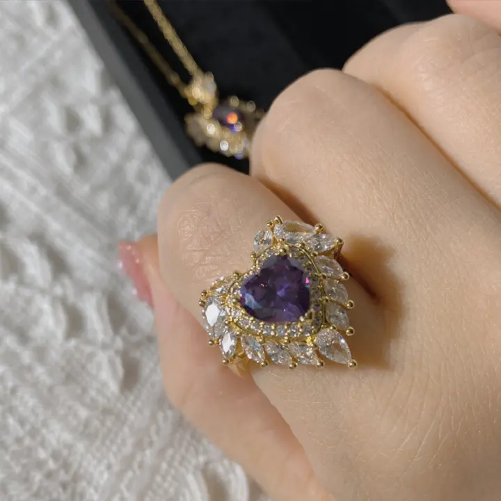 Nuevo diseño de joyería, conjunto de alas de Ángel, alas de diamante doradas brillantes, collar en forma de corazón - 1