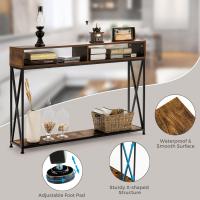 Mesa de Consola Industrial de 3 Niveles Estrecha Rectangular con 2 Cubos Abiertos y 1 Estante Inferior Estructura de Metal 120 x 23 x 79 cm Para Sala de Estar y Dormitorio - details 13