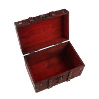 Caja del Tesoro de madera Vintage con cerradura de Color bronce, Cofre del Tesoro de diseño antiguo, contenedores de maletero de estilo Retro europeo para niños - details 1
