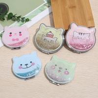 Espejo de maquillaje de doble cara de gato, espejo de mano portátil con lentejuelas de dibujos animados, regalo para niña, espejo de maquillaje de doble cara de bolsillo - details 2