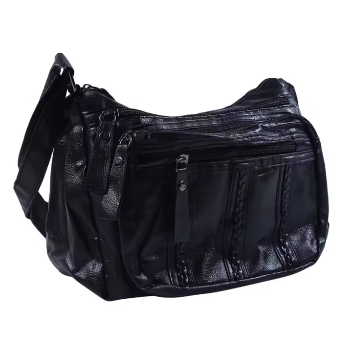 Negro multicapa para mujer, práctico bolso bandolera de gran capacidad - 1