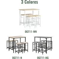 Juego de Mesa Comedor Conjunto de Mesa Alta de Bar con 4 Taburetes y 1 Mesa Gris - details 8