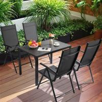 Mesa de comedor para exteriores para 6 personas, rectangular, de metal de aluminio, resistente a todo tipo de clima, mesa de patio con listones de 110x70x73 cm para terraza, patio trasero, césped y jardín - details 2