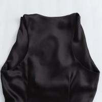 Vestido largo plisado sin mangas para mujer, prenda de seda con textura satinada, cuello redondo, elegante y a la moda - details 47