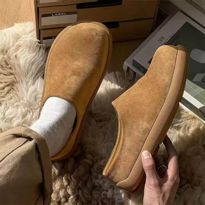 Nuevos zuecos de madera de cuero genuino de alta calidad para hombres talla grande 38-46 antideslizantes informales zapatos de moda ligeros negros puros - 1