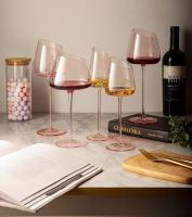 Juego de vasos rosas franceses, copa de cristal con boca incisa, fondo cóncavo, copa de vino y champán, color azul - details 11