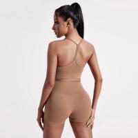 Ropa interior de yoga y gimnasio de color sólido para mujer, sujetador deportivo para fitness en forma de Y, top ajustado de alta resistencia, entrenamiento integral con almohadilla para el pecho - details 3