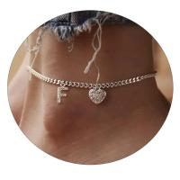 Pulsera de Tobillo de Acero Inoxidable con Letra de Cristal Color Plata - details 6