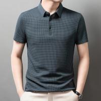 polos hombre manga corta ropa hombre día del padre Nuevos hombres de negocios Casual manga corta hueso flor color sólido POLO camisa moda transpirable cómodo verano versátil top - details 17