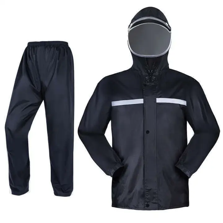 Conjunto de chubasquero para hombre, máscara impermeable a prueba de lluvia, impermeable para trabajo al aire libre, senderismo, ciclismo, pesca, XXXL - 1