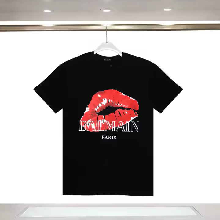 Camiseta Deportiva de Algodón Puro para Hombres Cuello Redondo, Estampado de Logotipo Delantero, Estilo Básico Casual para el Verano - 1