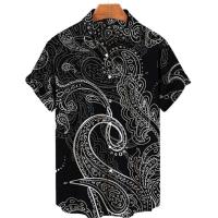 Camisa hawaiana de manga corta holgada informal para hombre, transpirable, estampado retro 3D, ropa de playa, verano, 2023 - details 6