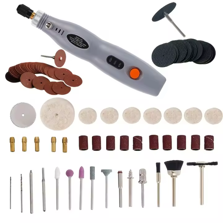 Kit de Herramientas Rotativas Inalámbricas de 113 Piezas - Accesorios para Moler, Cortar, Lijar, Grabar, Pulir, Taladrar con Batería de Iones de Litio de 3.7V, 3 Configuraciones de Velocidad, Carga USB Portátil, Material ABS, para Proyectos DIY - 1