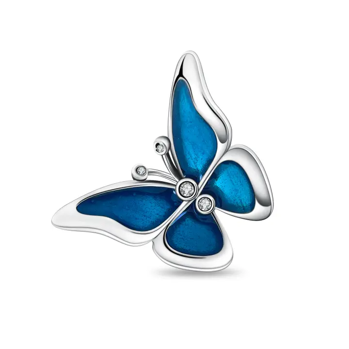 Colgante con cuentas de plata de ley 925, cuentas de mariposa azul de ensueño, pulsera Original para fabricación de joyas, regalo del Día de San Valentín - 1
