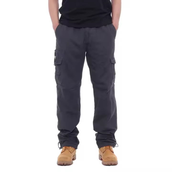 Pantalones cargo para hombre 100% algodón, cintura elástica, múltiples bolsillos, listos para la aventura al aire libre. - 1