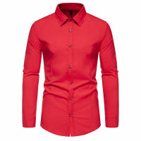 Camisa de manga larga con botones para hombre, camisa informal de negocios, Color sólido, cómoda, Social, Oficina, blusa blanca y negra, moda de otoño - details 18