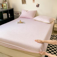 Plaid Style Fitted Sheet Skin-friendly Bed Cover Elastic Bedsheet for Girls Boys Room couvre lit Home Bed Linen(No Pillowcase) - details 4