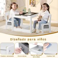 para Niños de Madera, Muebles con Espacio de Almacenamiento, Escritorio Blanco Reversible con - details 3