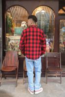 Camisas de franela a cuadros rojas y negras de gran tamaño para hombre, chaqueta camisera 100% de algodón para primavera y verano, 2021 - details 13
