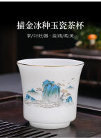 Juego de Kung Fu de Jade gordo de oveja, semilla de hielo, maestro de cerámica, porcelana blanca pequeña, taza de té de cuerpo fino, textura transparente - details 8