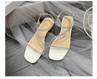 Sandalias Planas de Diamante Llamativo Estilo de Hada con Tacón Grueso Tamaño Pequeño - details 25