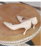Francés desnudo tacones altos zapatos de mujer stiletto primavera y otoño 2025 nueva primavera solo zapatos profesionales trabajo zapatos de cuero tacón medio - details 24