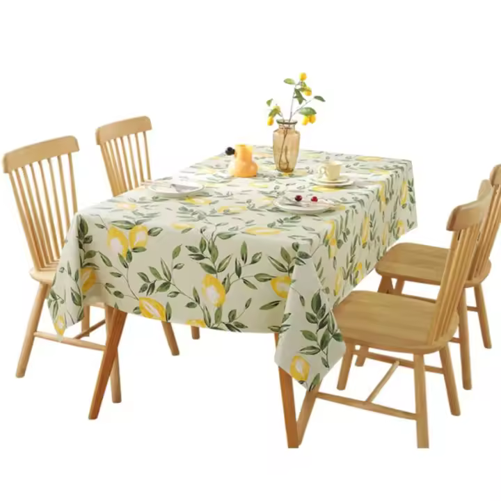 Mantel impermeable de PVC fácil de limpiar, cubierta de mesa de estilo Pastoral a prueba de aceite, tela decorativa para mesa con patrón de limón más grueso, cocina - 1