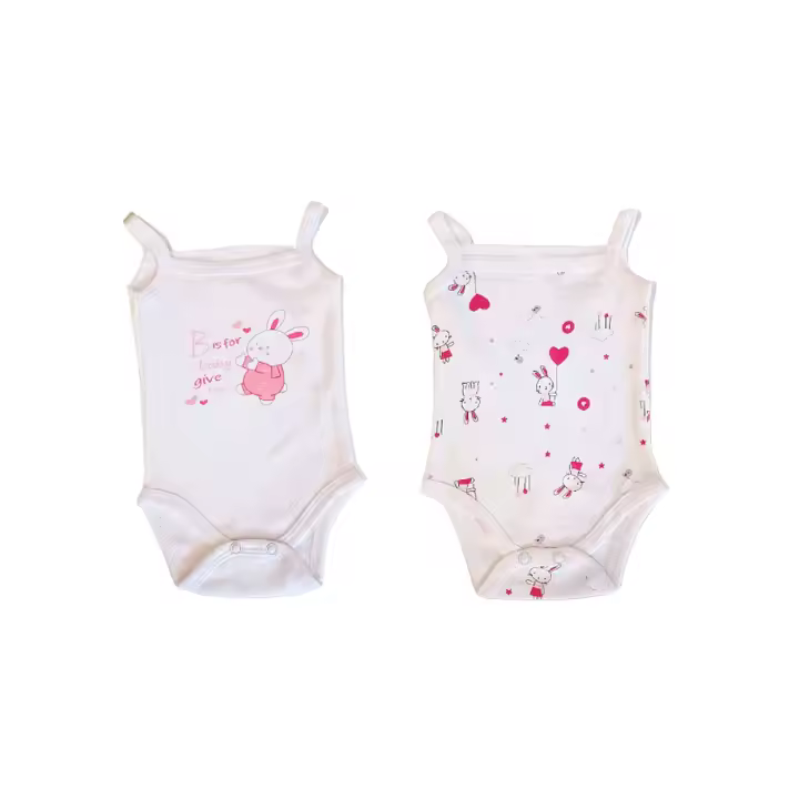 Body Bebé - Sin Mangas Algodón - Tirantes finos con Conejo - Minimalista con Botones Frontales - 2 Piezas - Ropa Niña Pequeña Cómoda - Verano - 1