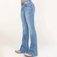 Vaqueros elásticos de tiro medio para mujer, Jeans de moda, Luscious Curvy Bootcut, Insta - details 3