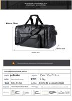 Bolsa de viaje, viaje de viaje de negocios de gran capacidad, mochila de mensajero portátil de hombro, impermeable de cuero. - details 6