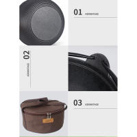 Estufa colgante multifuncional de hierro fundido con tapa de madera para acampar al aire libre, bolsas de almacenamiento para ol - details 4