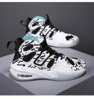 Cuero antideslizante y resistente al desgaste zapatillas de combate real versátil medio-top zapatos de baloncesto blanco y negro - details 26