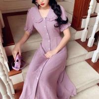 Vestido Versátil de Té con Cuello de Muñeca para Mujer Cintura Ajustada, Adelgazante, Perfecto para Primavera/Verano - details 12