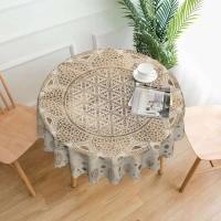 Mantel circular mandala, flor de loto de la vida, impermeable, resistente al aceite, 60 pulgadas, forma geométrica sagrada - details 98