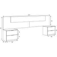 Cabecero y 2 Mesitas de Noche – Cabecero Matrimonio y 2 Mesitas de Noche – Color Roble Canadiense y Óxido - Medidas: Ancho: 247 cm x Fondo: 38 cm x Alto: 95 cm - (1093) - details 2