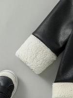 2025 Abrigos de cuero negro para bebés, chaquetas con cuello vuelto a la moda de invierno, prendas de vestir exteriores gruesas y cálidas, ropa para niños de 3 a 3 años - details 4