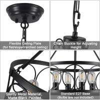 Lámpara de araña negro 8 Luces Lamparas De Techo Salon Lamparas de araña estilo vela con rueda de carro, lámparas rusticas Vintage lámpara colgante para comedor porche cocina dormitorio - details 21