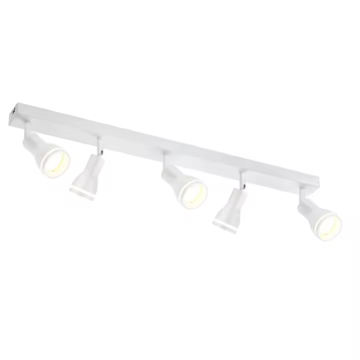 CBJKTX Lámpara de techo 5 puntos Lámpara de techo de metal blanco GU10 Puntos giratorios interiores para cocina Oficina Dormitorio Sin - 1