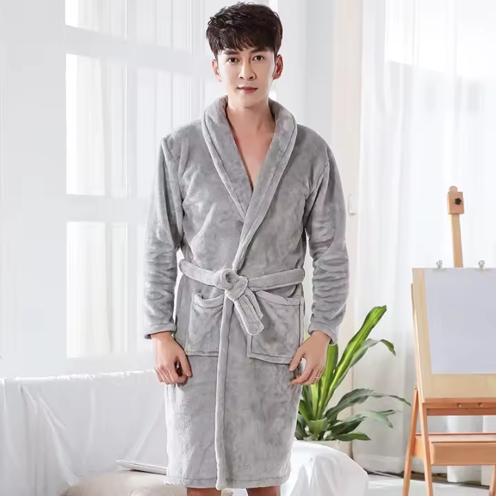 Pijamas de Terciopelo de Coral de Tamaño Grande y Grueso Ropa de Baño Cómoda y Transpirable para Hogar Adecuado para Otoño e Invierno - 1