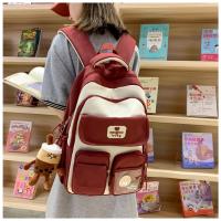Nueva y bonita versión coreana de la mochila del campus ins para estudiantes femeninas de primaria y secundaria de gran capacidad, mochila ancha con correa para el hombro fuerte y duradera. - details 31