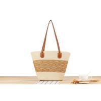 Bolso de hombro de vacaciones versátil tejido a mano con textura premium, de gran capacidad y a rayas. - details 3