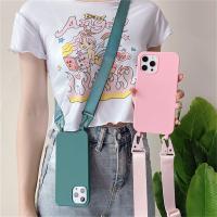 Funda de silicona mate con cordón y correa para collar cruzado para iPhone 16 15 14 Pro Max 11 12 13 XR X XS 6 7 8 Plus SE cubierta a prueba de golpes - details 1