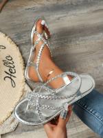 Sandalias planas casuales con punta para mujer 2025 nuevo estilo sandalias de playa romanas tejidas slip-on talla grande - details 26