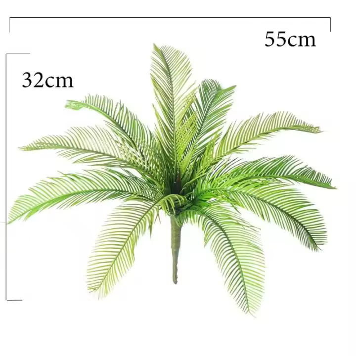 Palma de cícada artificial de 40 cm, plantas tropicales de plástico, hojas, borlas falsas para bodas, jardines y decoración del hogar - 1