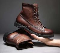 Botas de moto con estilo logo Dropshipping, botas Martin de cuero para exteriores para hombre - details 1