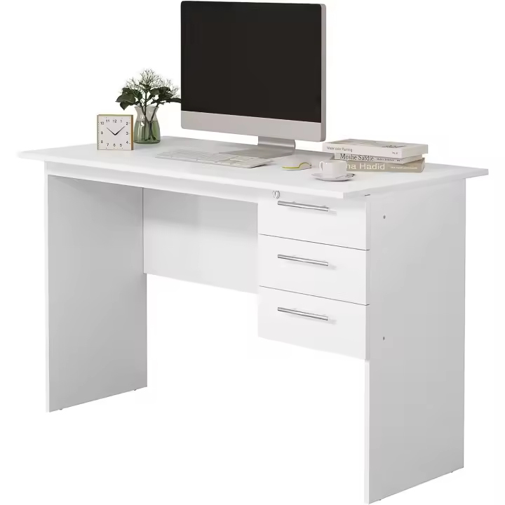 Mesa de Escritorio Blanca con 3 Cajones 120x60cm Ideal para Oficina y PC TS59ws - 1