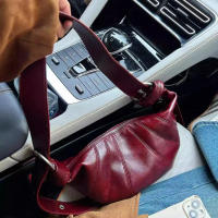 Bolsos de hombro de Croissant Burdeos para mujer, bolso cruzado de media luna de Color sólido Vintage, bolsos de diseñador de lujo, nuevo - details 9