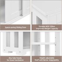 Aparador Buffet Cocina Aparador para Salon con Puerta Corredera Vitrinas de Estrecho para Salón Sala de Estar 106x33x63cm Blanco - details 4