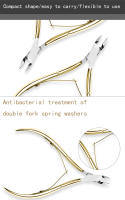 Tijera profesional para cutículas doradas, pinza para cutículas, cortador de uñas de acero inoxidable, alicates, herramientas de manicura - details 2
